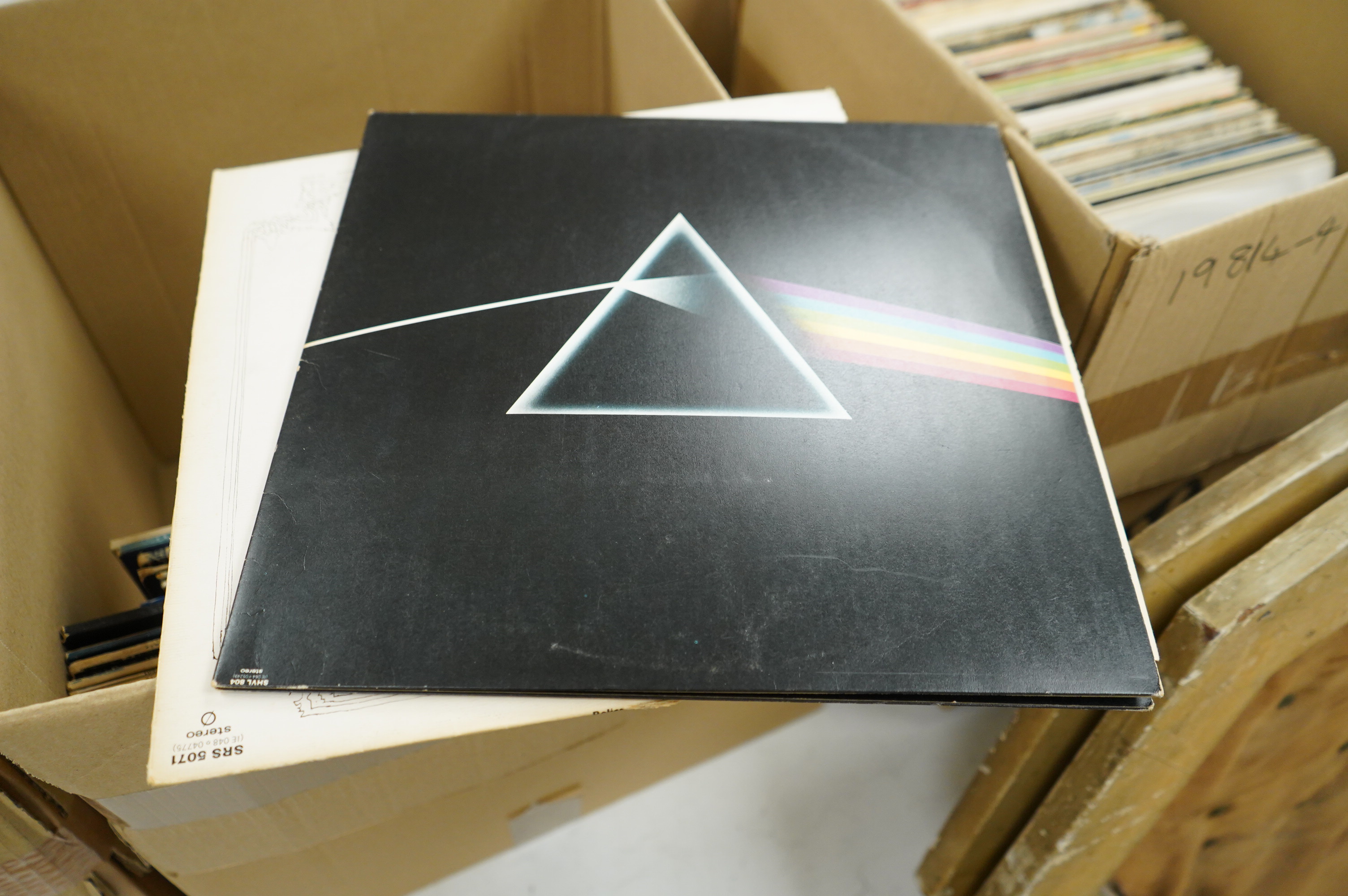 Twenty-three LP record albums, artists including Pink Floyd, Syd Barrett, Emerson Lake & Palmer, Mike Oldfield, Yes, Tyrannosaurus Rex, Kevin Ayers, etc.